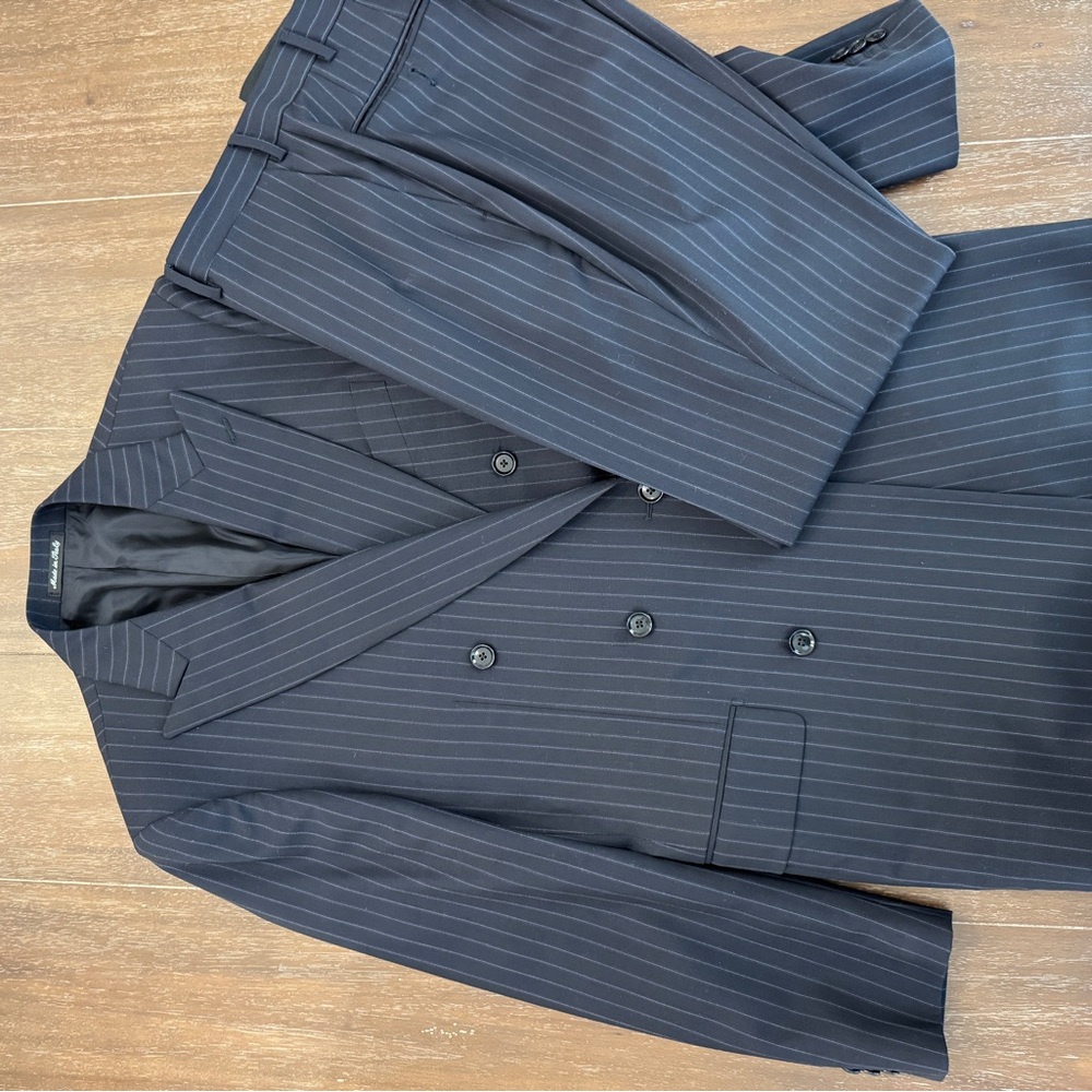 Pal Zileri Navy Pinstripe Double-Breasted Wool Suit EU50  US40R